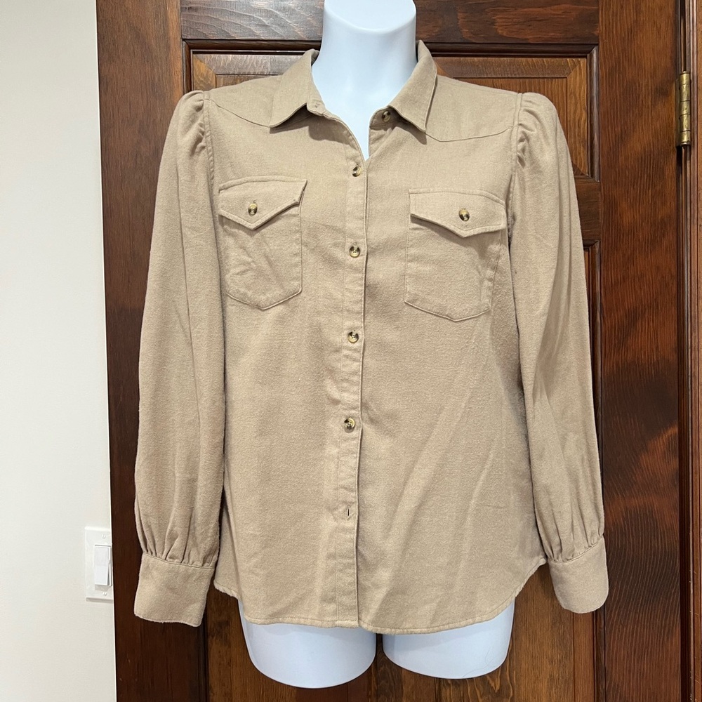 Rails Button-Up Flannel Shirt with Puffed Sleeves size XL